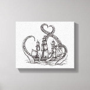 Kraken Wall Art Kraken Art Canvas Print