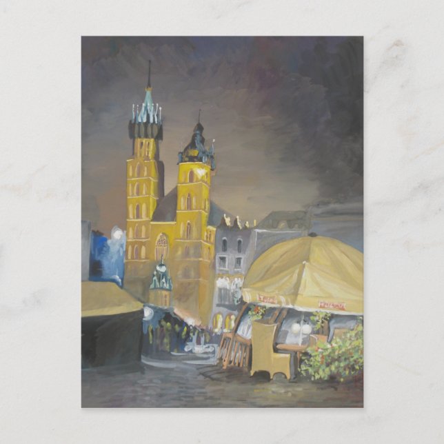 Krakow at night postcard (Front)