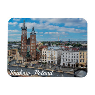Krakow city center from above in Poland Magnet