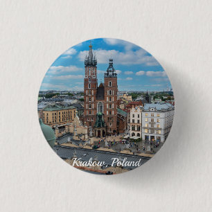 Krakow city centre from above in Poland 3 Cm Round Badge