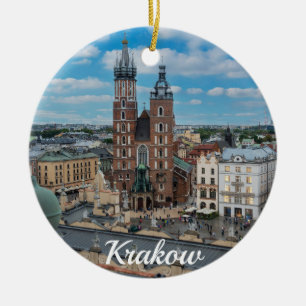 Krakow city centre from above in Poland Ceramic Ornament