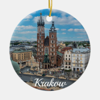 Krakow city centre from above in Poland Ceramic Ornament