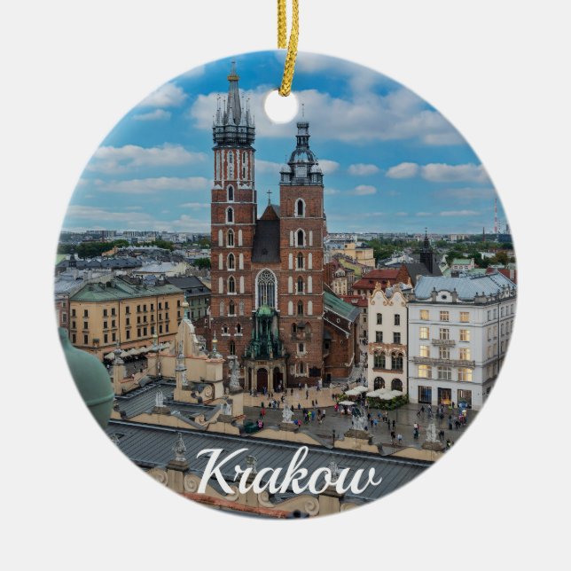 Krakow city centre from above in Poland Ceramic Ornament (Front)