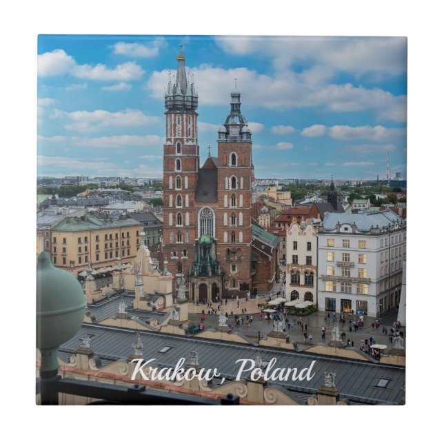 Krakow city centre from above in Poland Ceramic Tile (Front)