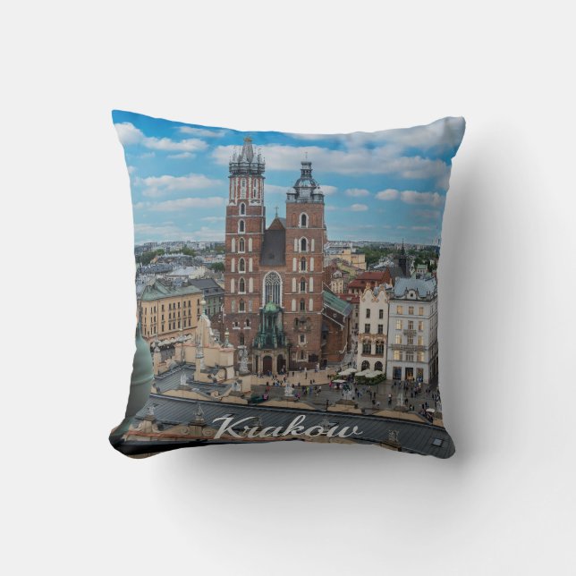 Krakow city centre from above in Poland Cushion (Front)