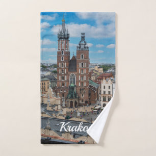 Krakow city centre from above in Poland Hand Towel