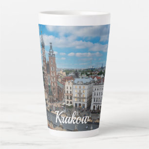 Krakow city centre from above in Poland Latte Mug