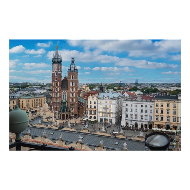 Krakow city centre from above in Poland Photo Print (Front)