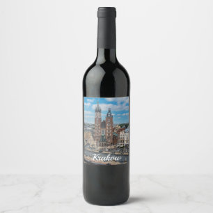 Krakow city centre from above in Poland Wine Label