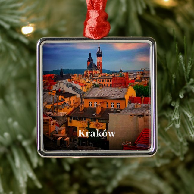 Krakow Europe Poland Polska Old Town Metal Ornament (Tree)