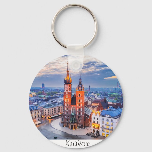 Krakow night in Poland Key Ring (Front)