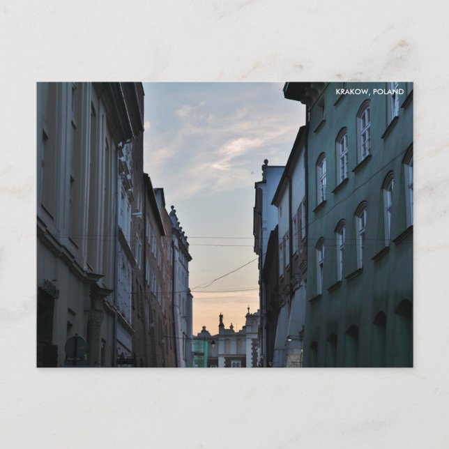 Krakow Old Town, with City Text Postcard (Front)