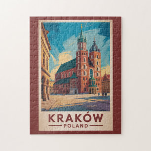 Krakow Poland Illustration Travel Art Vintage Jigsaw Puzzle
