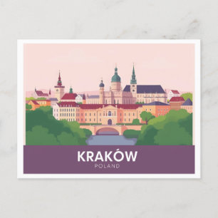 Kraków Poland Pastel Travel – Wawel Castle Postcard