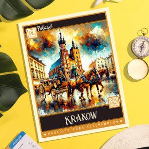 Krakow, Poland   Vintage Painting Postcard