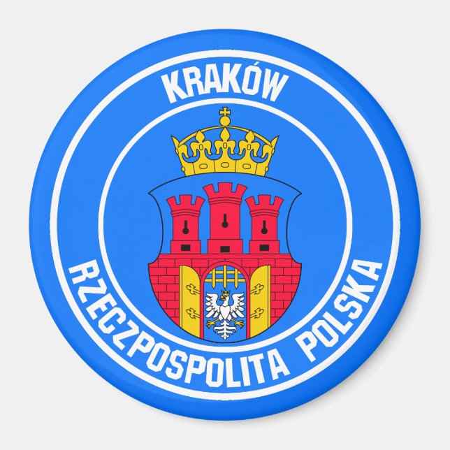 Kraków Round Emblem Magnet (Front)