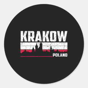 Krakow Skyline Poland Classic Round Sticker