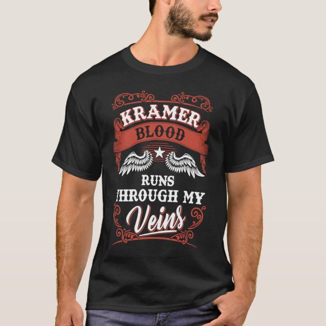 Kramer blood runs through my veins family christma T-Shirt (Front)
