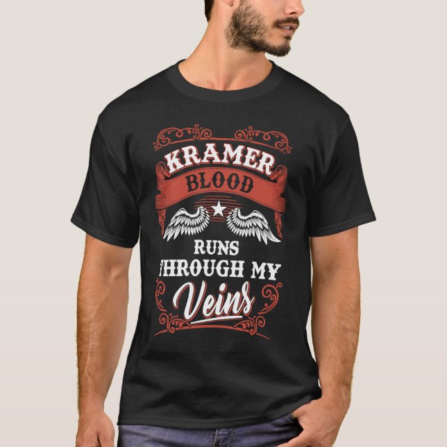 Kramer blood runs through my veins family christma T-Shirt (Front)