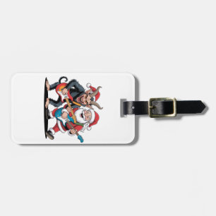 Krampus and Santa Playing Electric Guitar Xmas  Luggage Tag