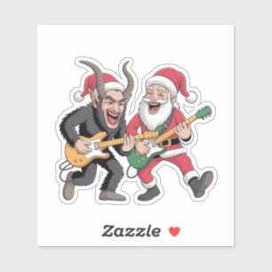 Krampus and Santa Playing Guitar Electric Xmas 