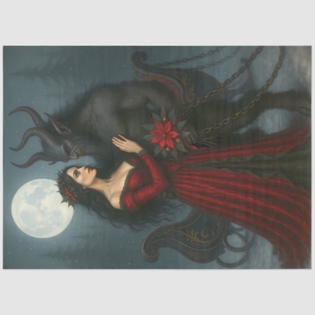 Krampus and the Winter Goddess | Dark Christmas  Tissue Paper (Front)
