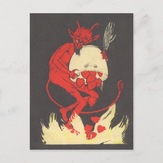 Krampus Burning Hearts Postcard (Front)
