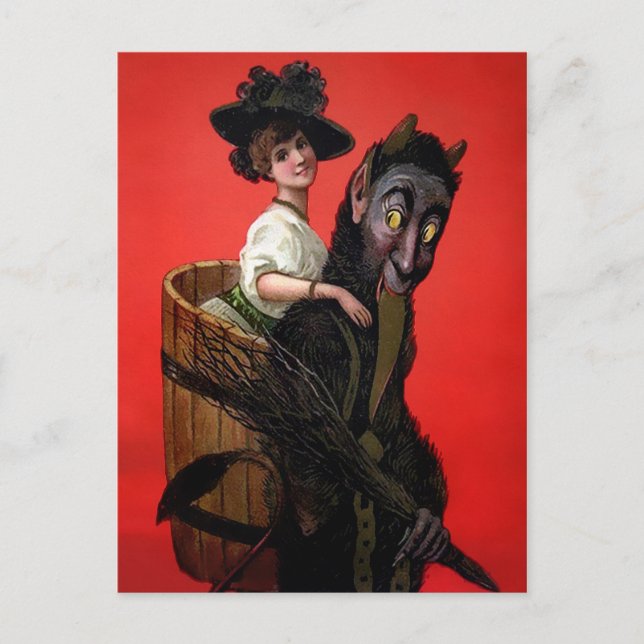 Krampus Carrying a Woman Postcard (Front)