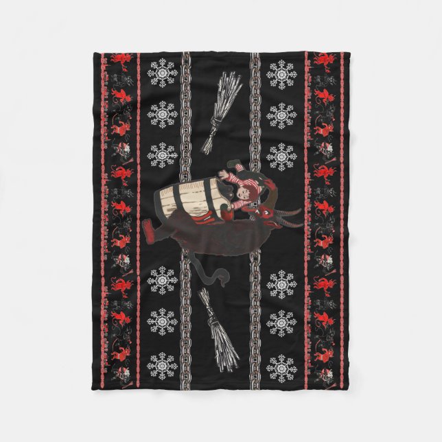 Krampus Caught A Naught Child Fleece Blanket (Front)
