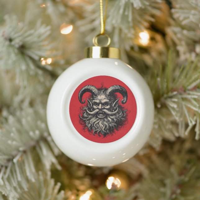 Krampus Ceramic Ball Christmas Ornament (Tree)