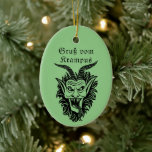 Krampus Ceramic Ornament<br><div class="desc">This stunning oval ceramic Christmas ornament is the ultimate addition to any collection of unique and slightly mischievous holiday decor. Featuring a bold and intricately detailed image of Krampus, the legendary Christmas figure from Alpine folklore, this ornament is perfect for those who love blending traditional holiday decorations with a darker,...</div>