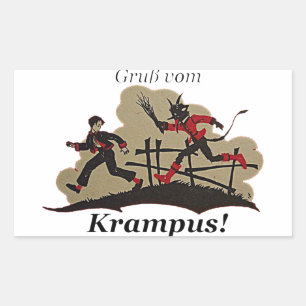 Krampus Chases Kid Rectangular Sticker