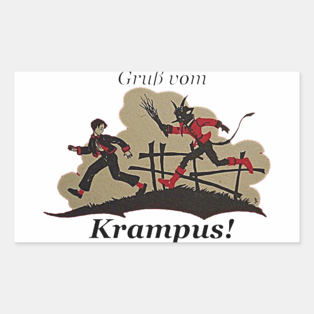 Krampus Chases Kid Rectangular Sticker (Front)
