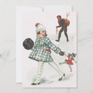 Krampus Chasing A Little Girl With Doll