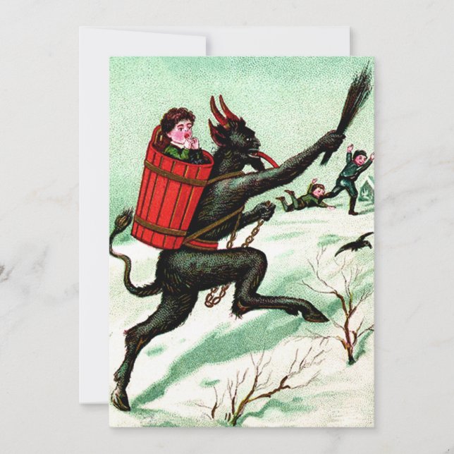 Krampus Chasing Bad Children Winter Snow (Front)