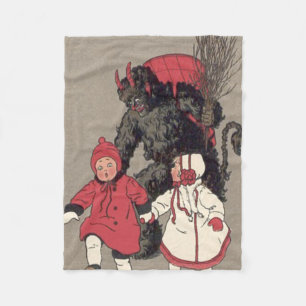 Krampus Chasing Children Switch Fleece Blanket