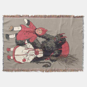 Krampus Chasing Children Switch Throw Blanket