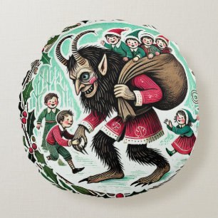 Krampus Christmas                                  Round Cushion