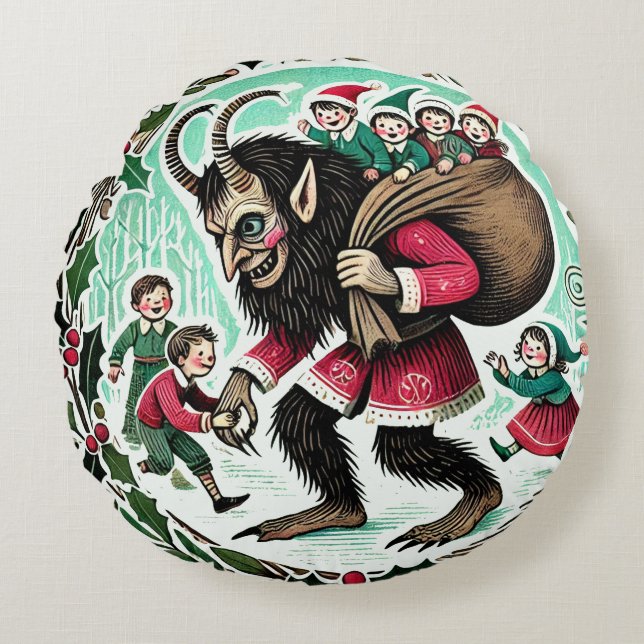 Krampus Christmas                                  Round Cushion (Front)