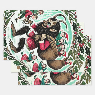 Krampus Christmas Wrapping Paper Sheet