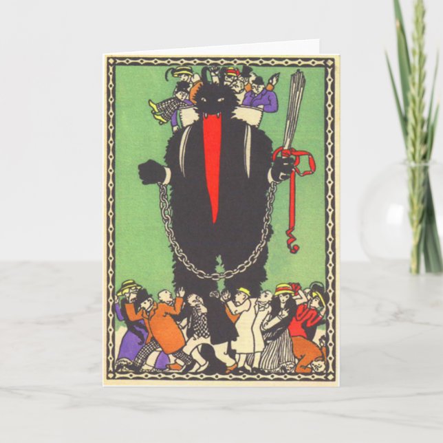 Krampus Collecting The Bad People Holiday Card (Front)