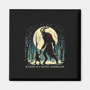 Krampus Dark Winter Holiday Walking In A Winter Wo Magnet
