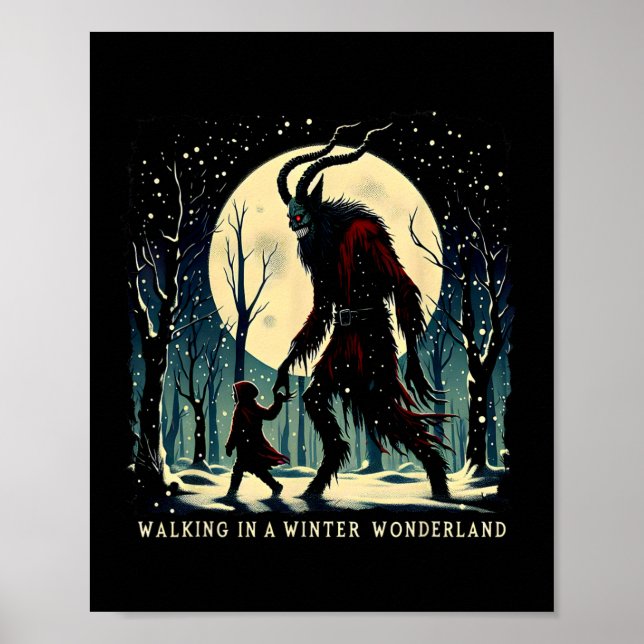Krampus Dark Winter Holiday Walking In A Winter Wo Poster (Front)