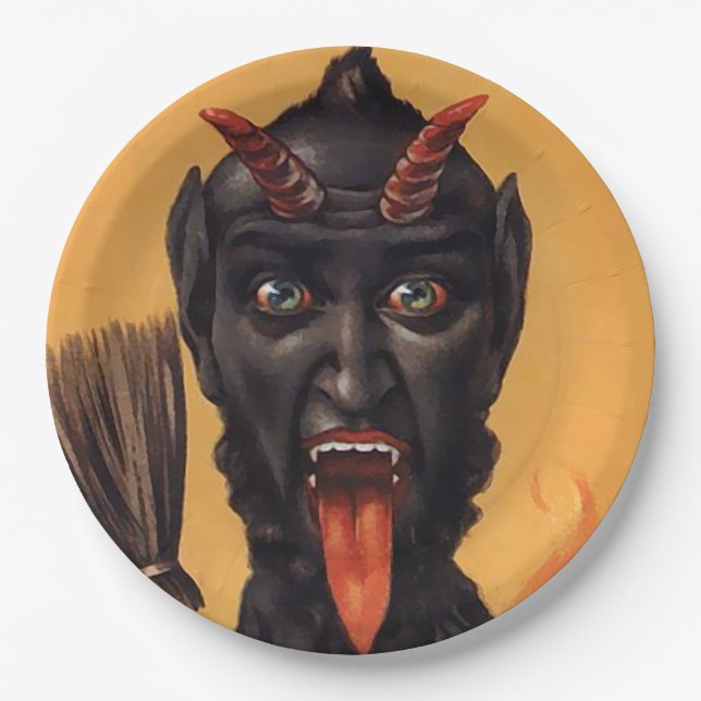 Krampus Devil Christmas Paper Plate (Front)
