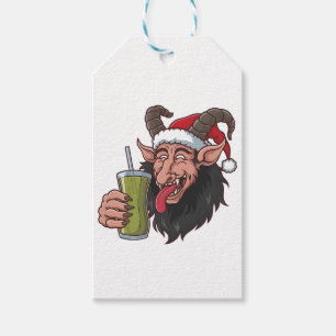 Krampus Drinking Green Matcha Christmas Spooky  Gift Tags
