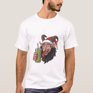 Krampus Drinking Green Matcha Christmas Spooky  T-Shirt