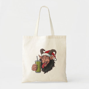 Krampus Drinking Green Matcha Christmas Spooky Tote Bag