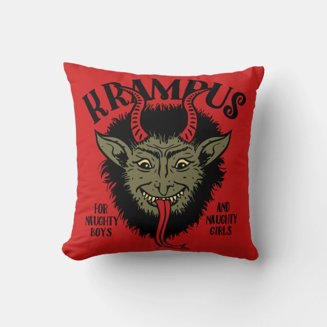 Krampus Face Naughty Cushion (Front)