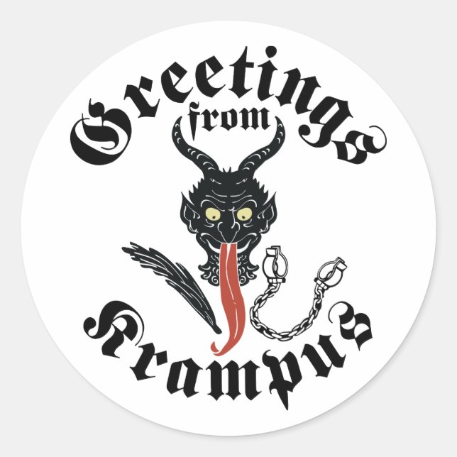 Krampus Greetings Classic Round Sticker (Front)