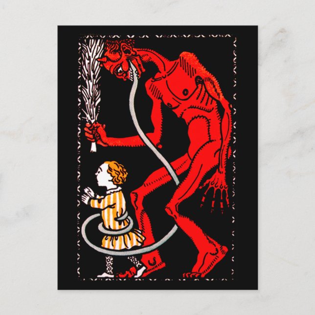 Krampus has a long tongue postcard (Front)
